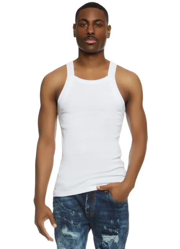 Mens Solid Square Neck Tank Top sold by Rainbow