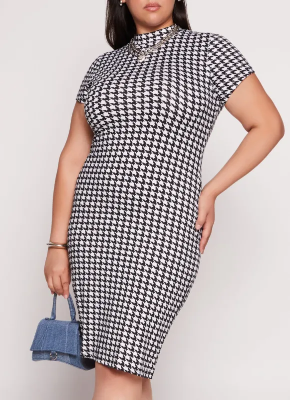 Plus Size Houndstooth T Shirt Dress sold by Rainbow