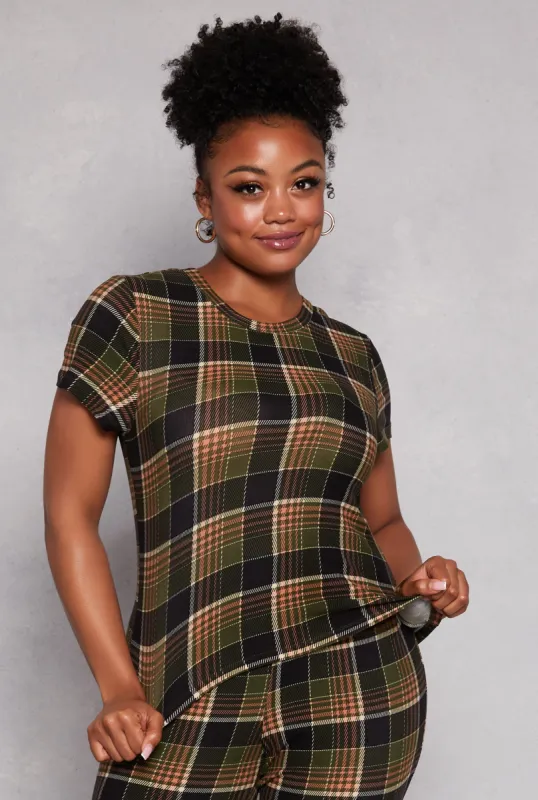 Plus Size Printed Short Sleeve Crew Neck Top sold by Rainbow