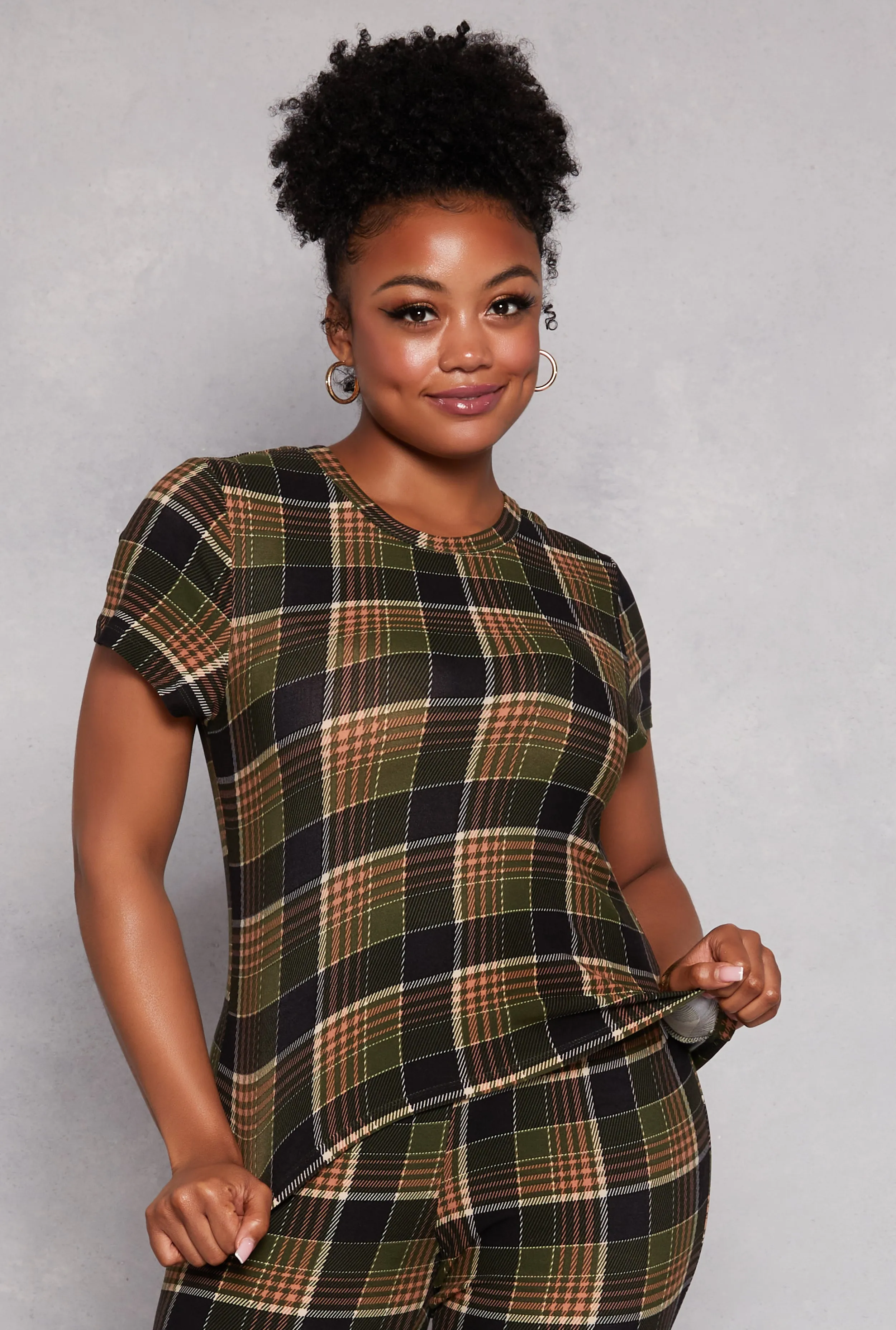 Plus Size Printed Short Sleeve Crew Neck Top sold by Rainbow