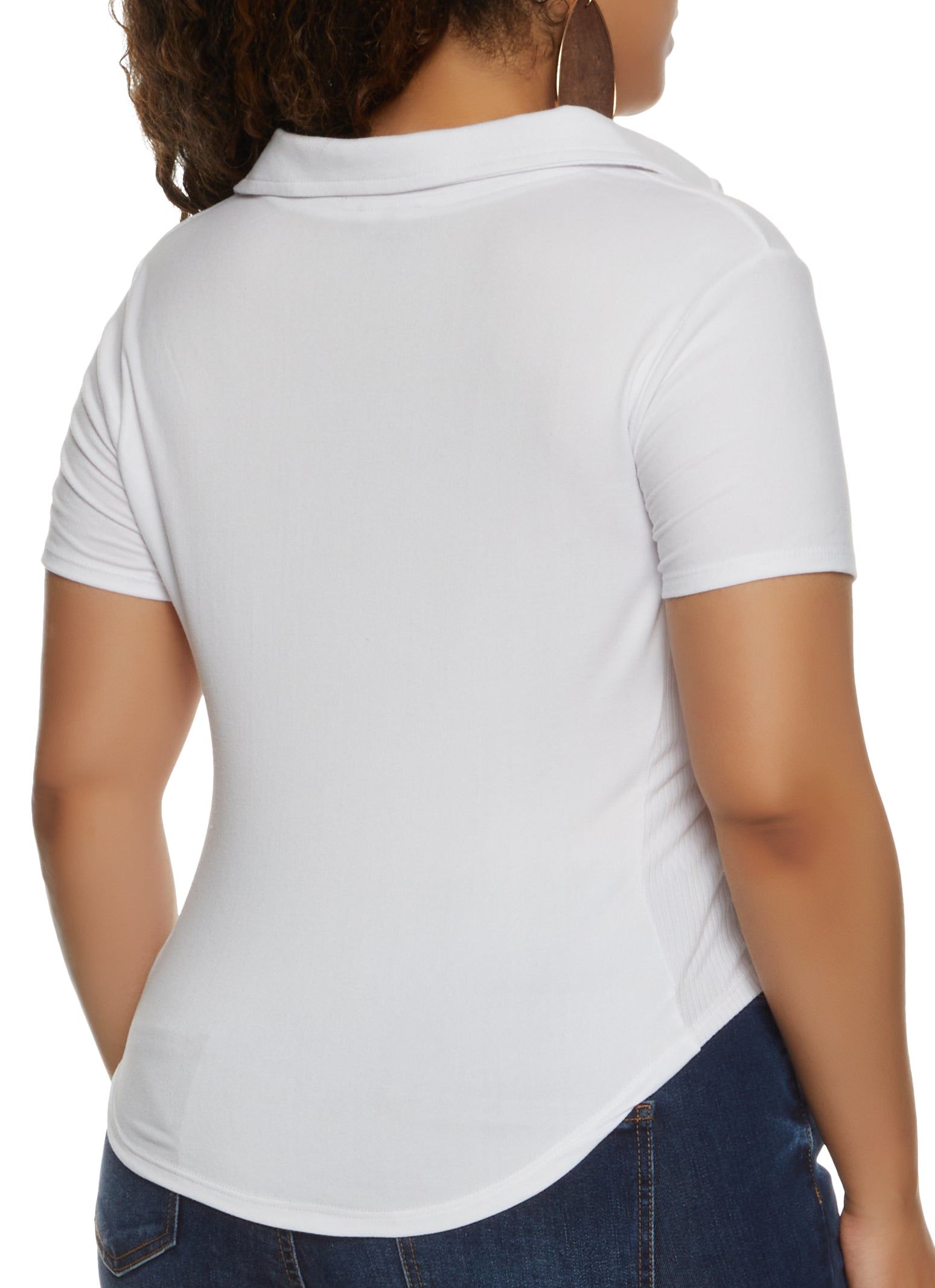 Plus Size Short Sleeve Ruched Button Down Top sold by Rainbow product image thumbnail 2