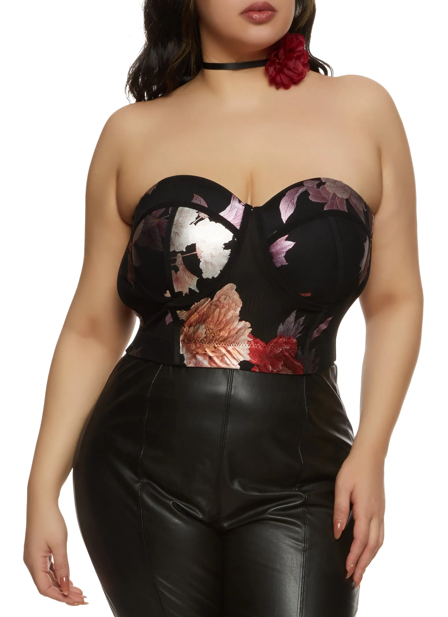 Plus Size Floral Cropped Bustier Top sold by Rainbow product image thumbnail 2