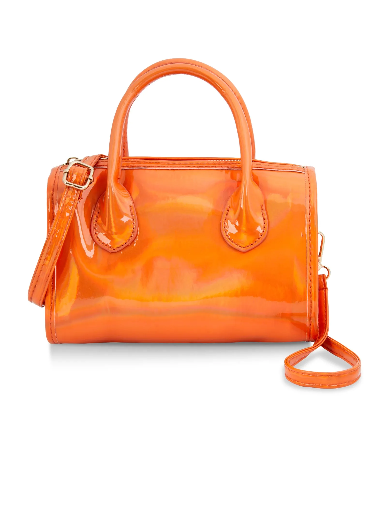 Metallic Faux Leather Convertible Top Handle Crossbody Bag sold by Rainbow product image thumbnail 3