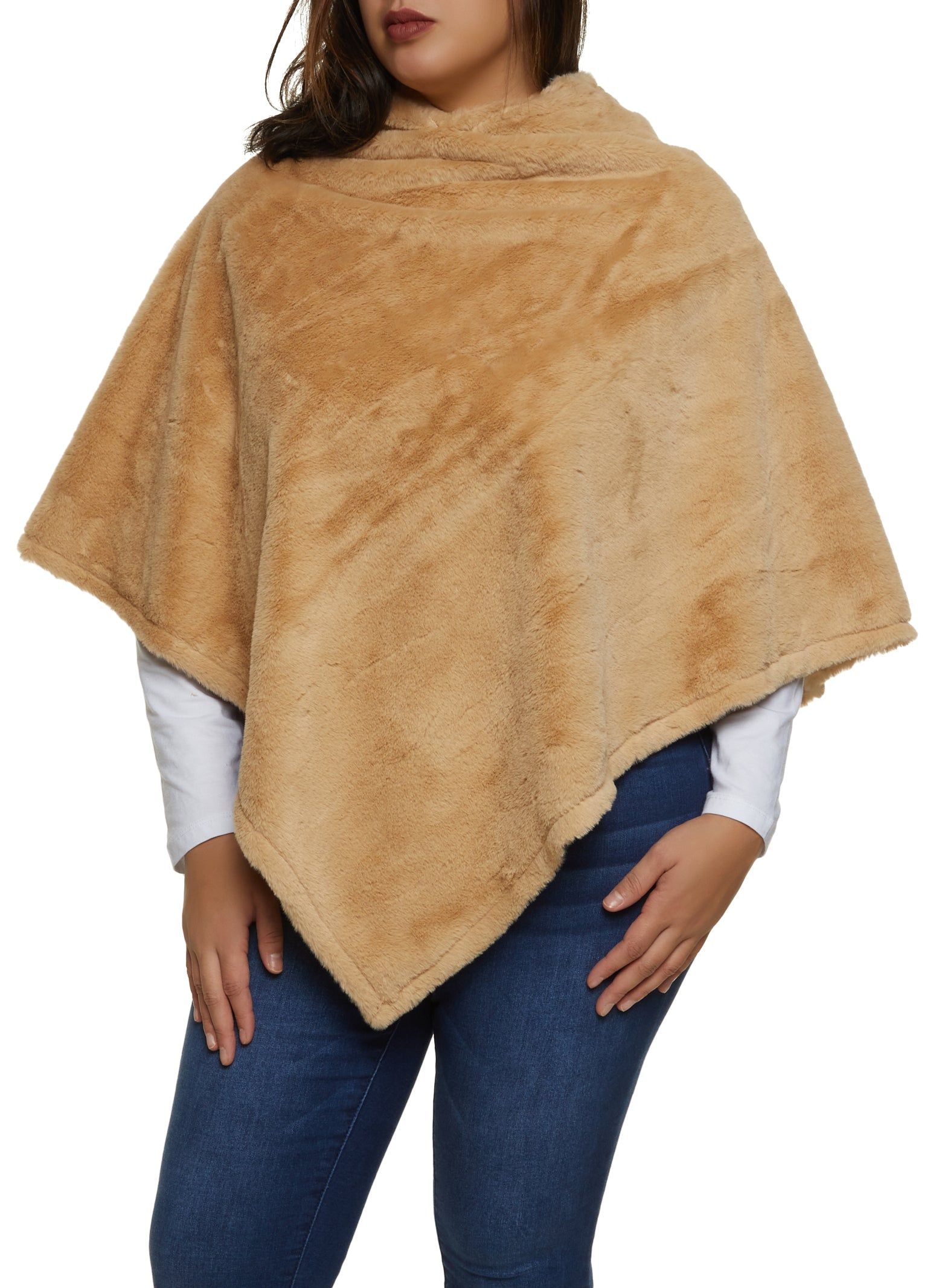 Faux Fur Hooded Poncho sold by Rainbow product image thumbnail 3