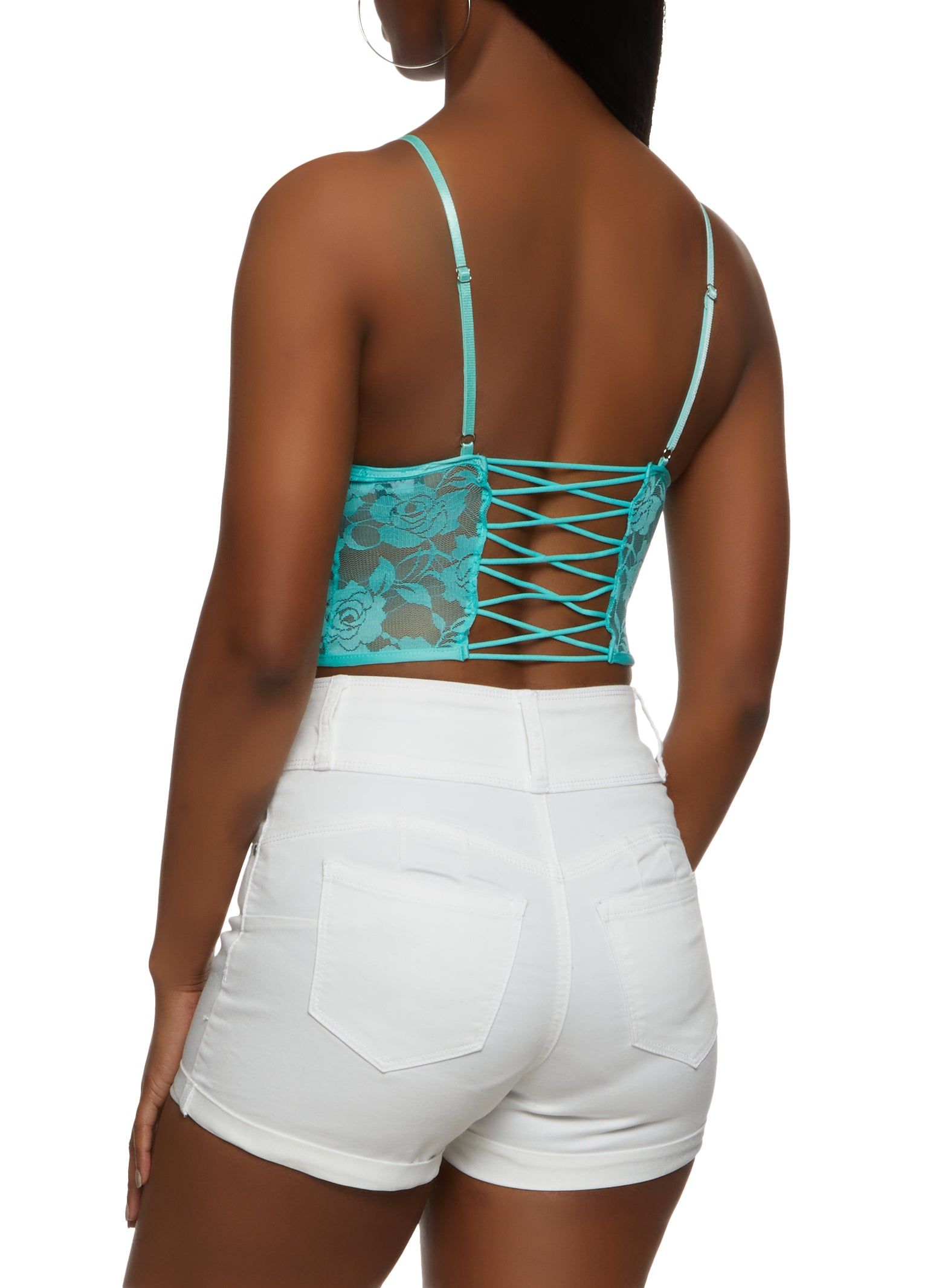 Floral Lace Hook and Eye Closure Corset Crop Top sold by Rainbow product image thumbnail 2