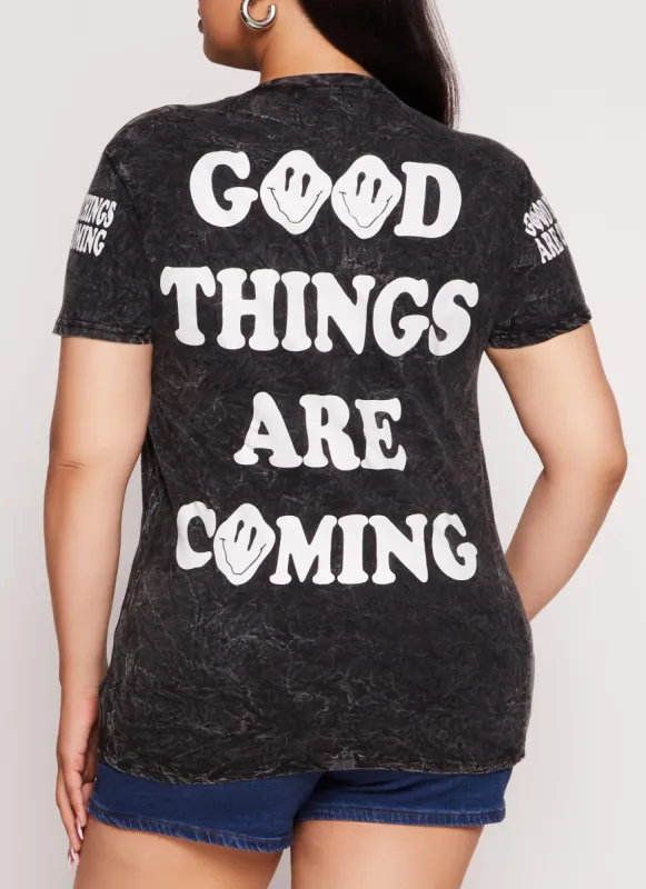 Plus Size Good Things Graphic T Shirt sold by Rainbow
