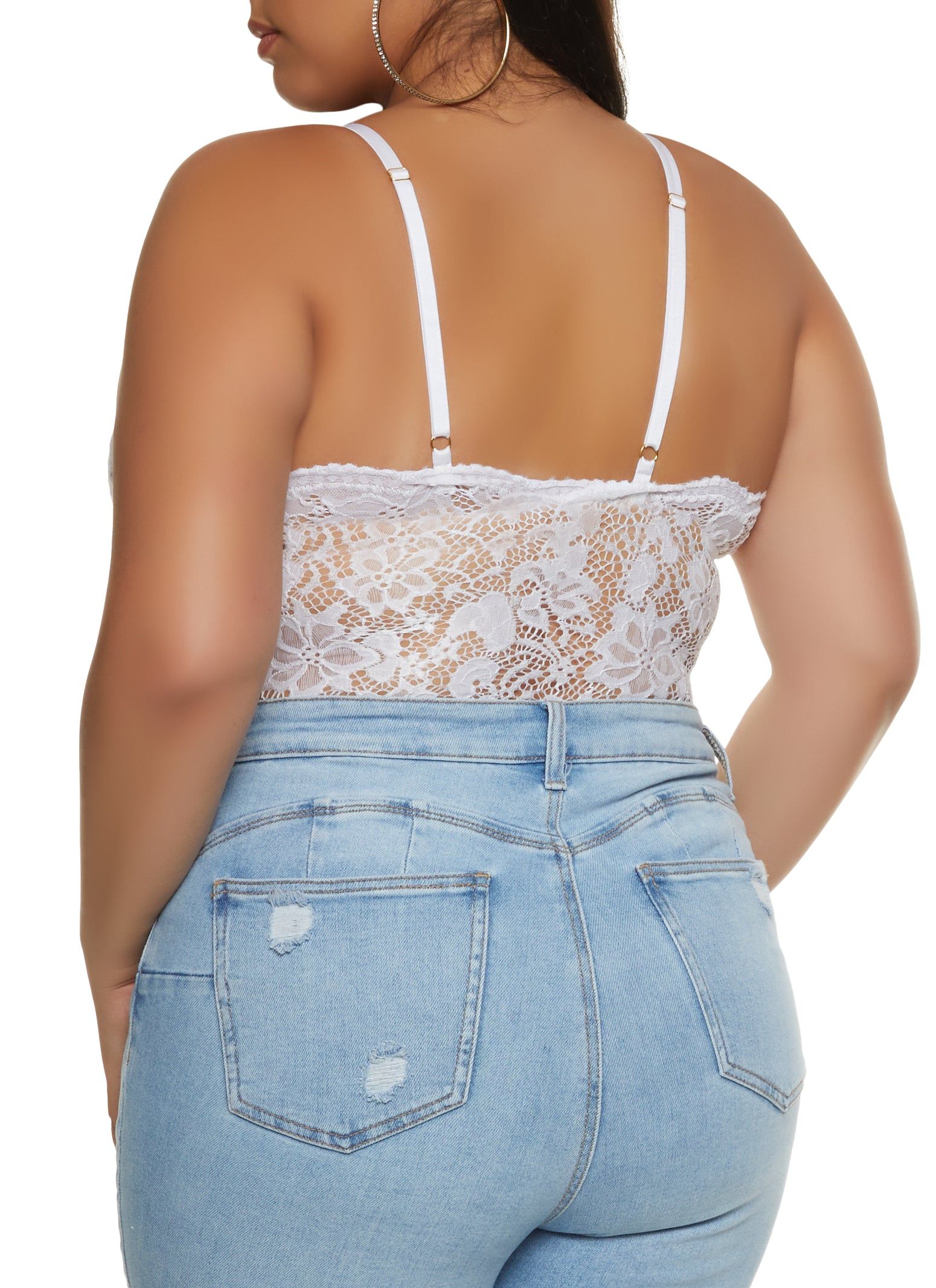 Plus Size Floral Lace Caged Bodysuit sold by Rainbow product image thumbnail 3