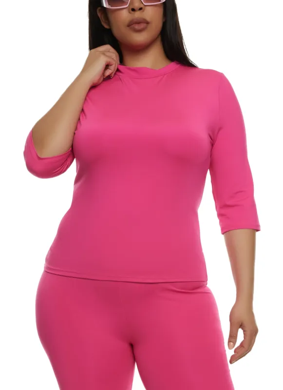 Plus Size Daisy Basic Quarter Sleeve Top sold by Rainbow