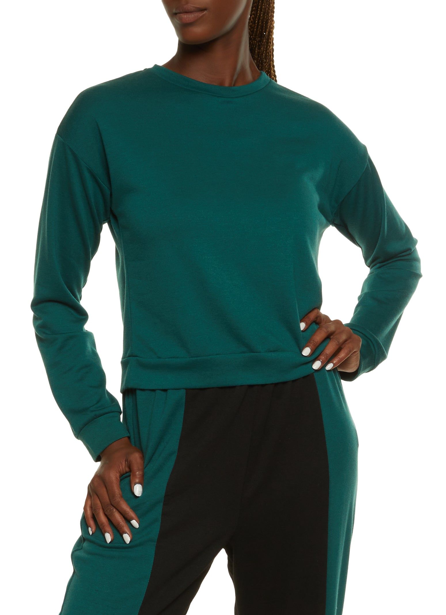 Solid Crew Neck Pullover Sweatshirt sold by Rainbow