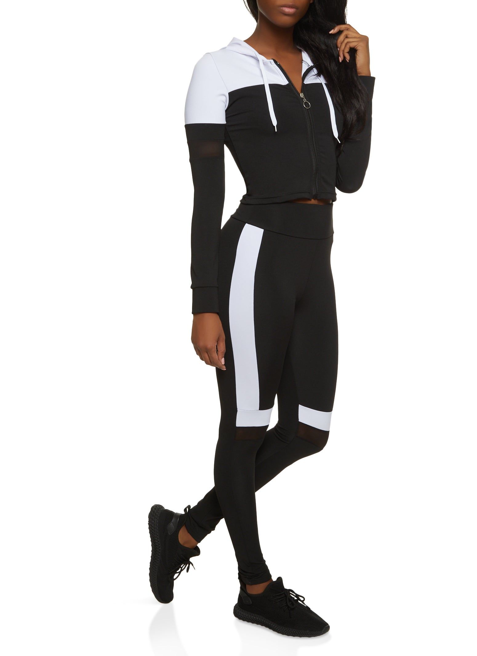 Color Block Zip Front Hooded Track Jacket sold by Rainbow product image thumbnail 2