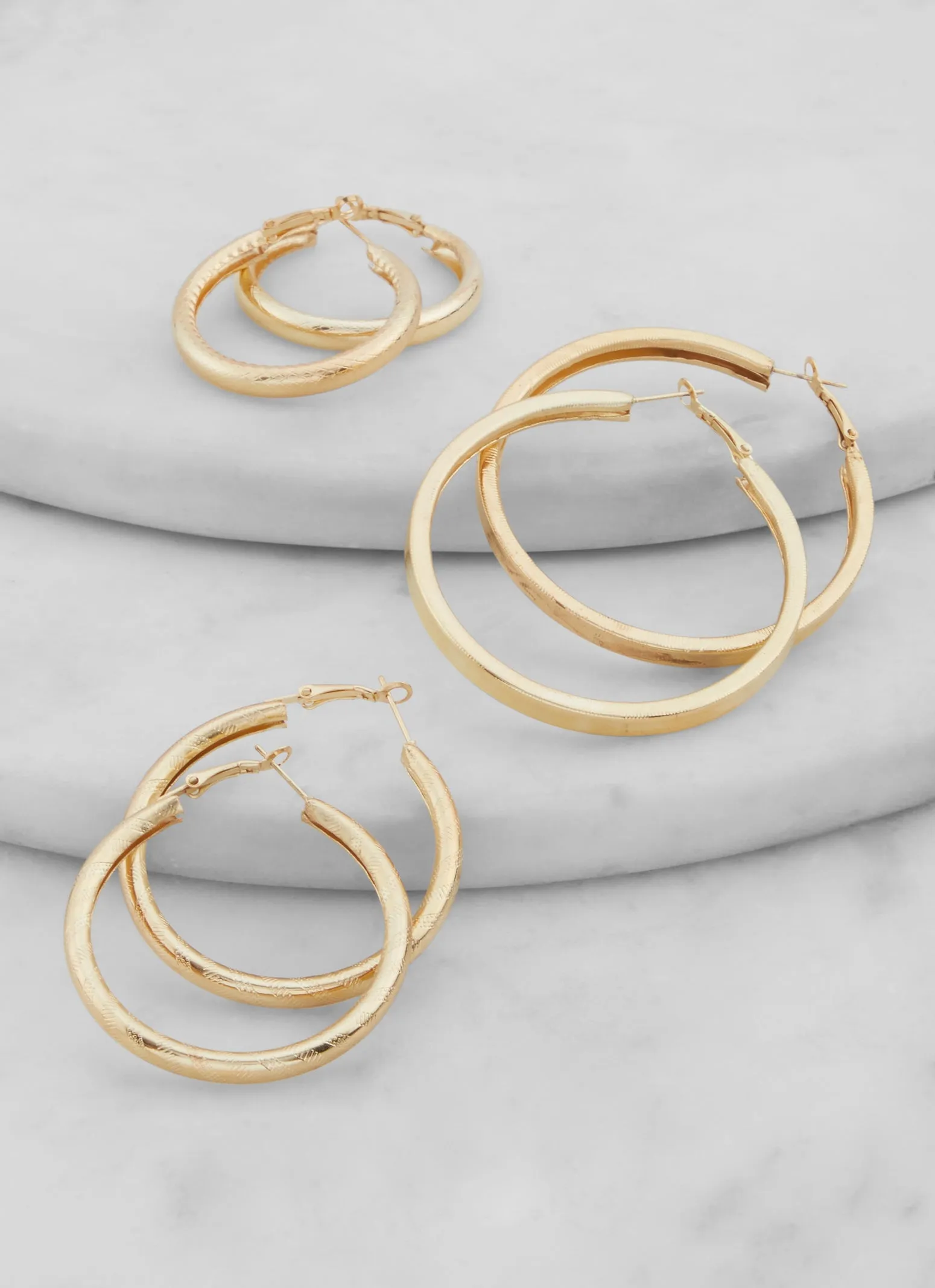 Metallic Chunky Hoop Earring Trio sold by Rainbow