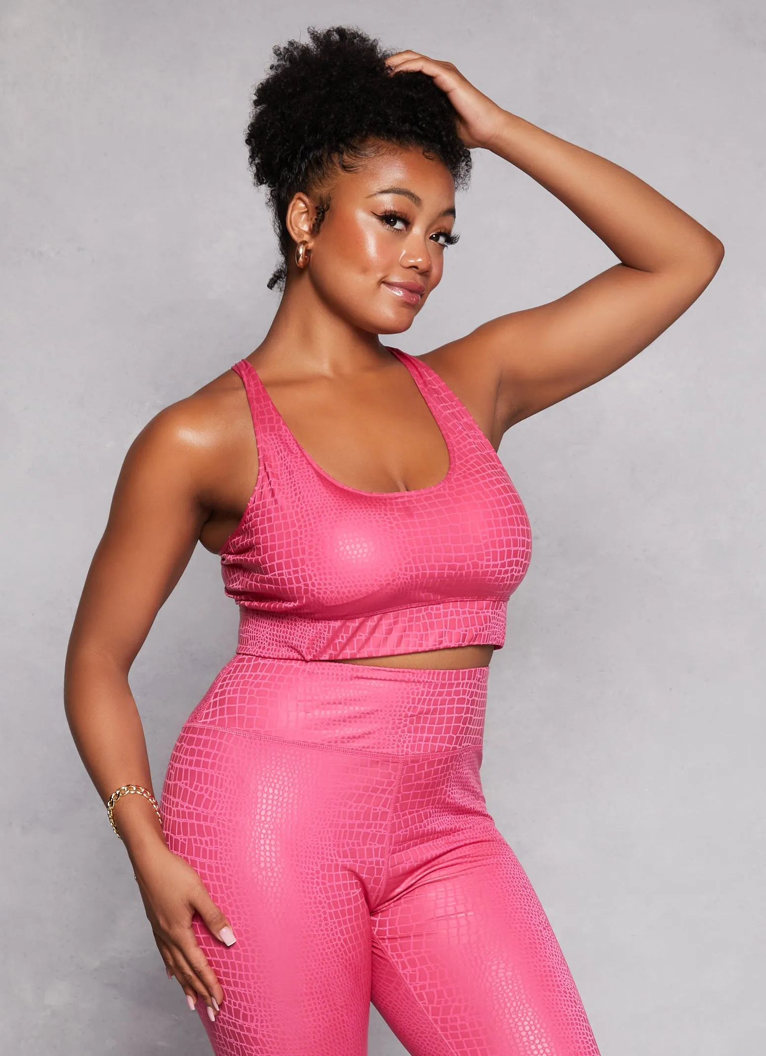 Plus Size Faux Croc Print Racerback Sports Bra sold by Rainbow