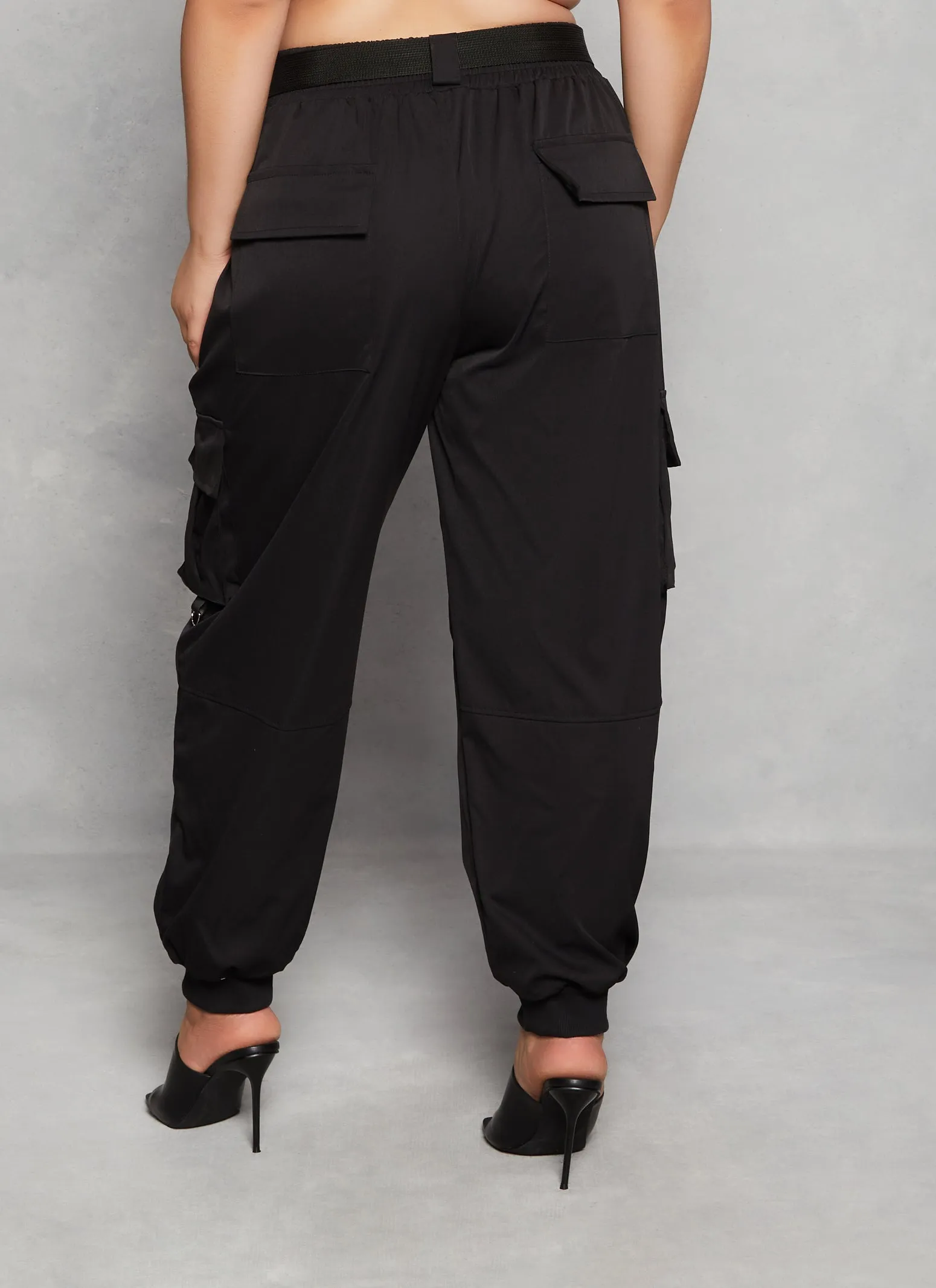 Plus Size Poplin Belted Cargo Joggers sold by Rainbow product image thumbnail 3