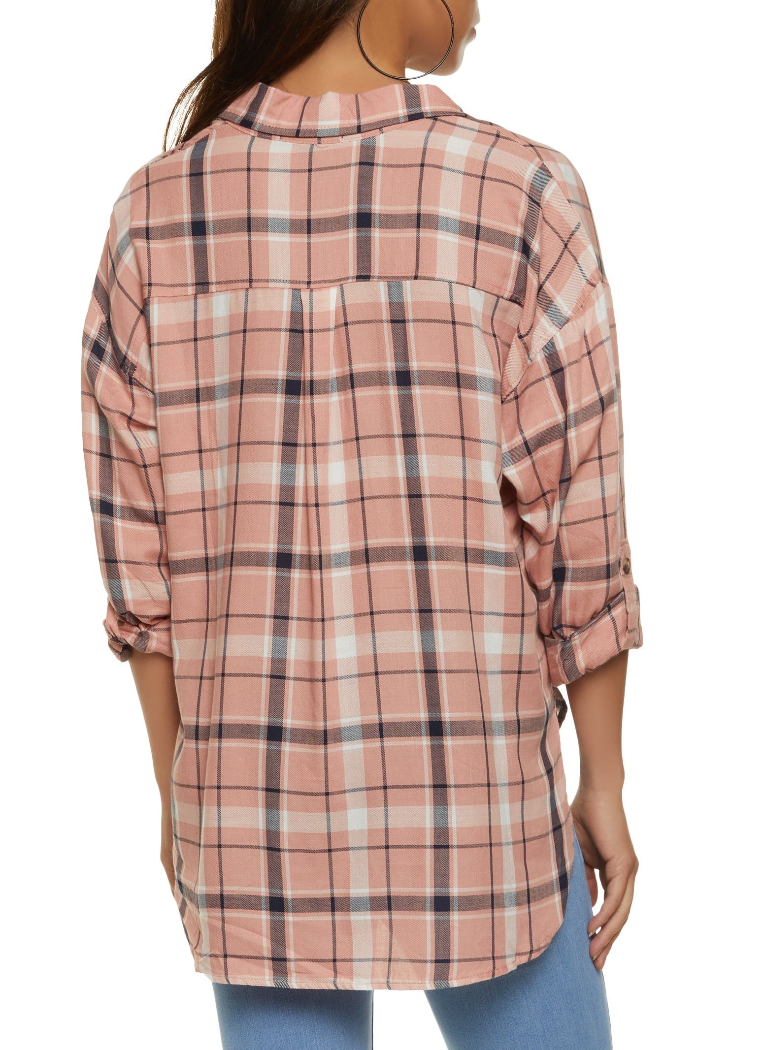 Plaid Tabbed Sleeve Button Down Top sold by Rainbow product image thumbnail 2