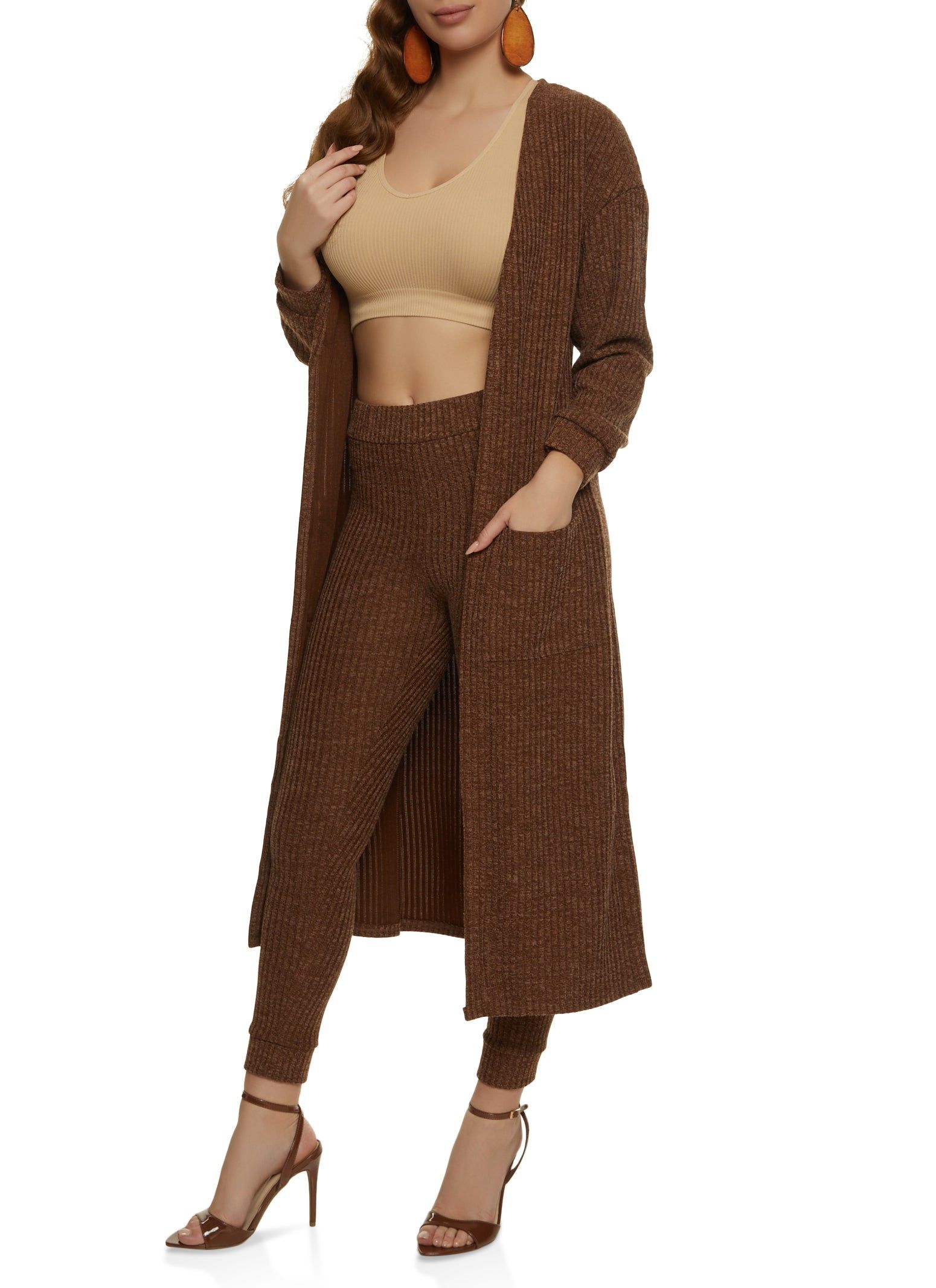 Ribbed Knit Open Front Long Cardigan sold by Rainbow product image thumbnail 2