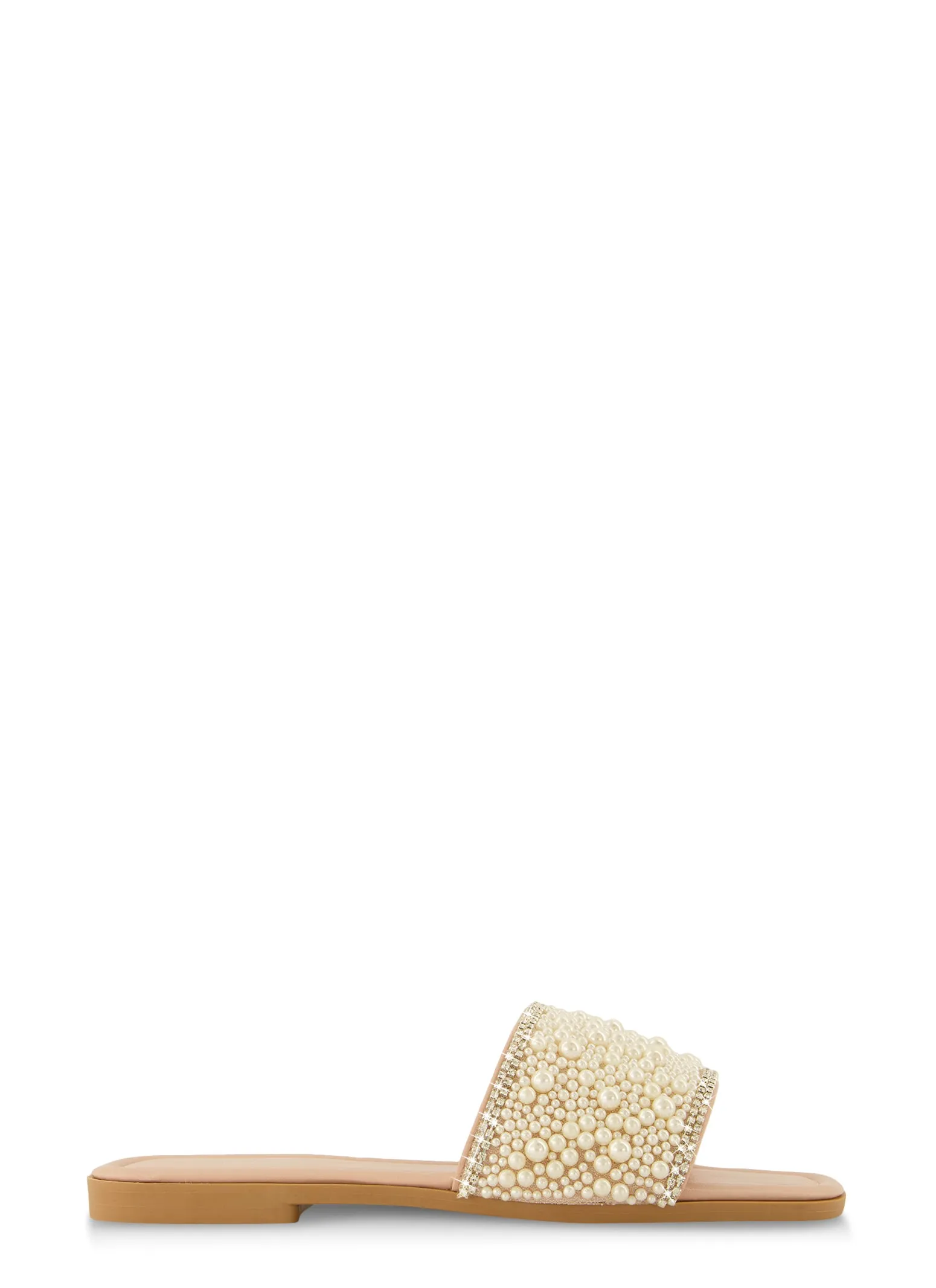 Faux Pearl Band Square Toe Slide Sandals sold by Rainbow product image thumbnail 2
