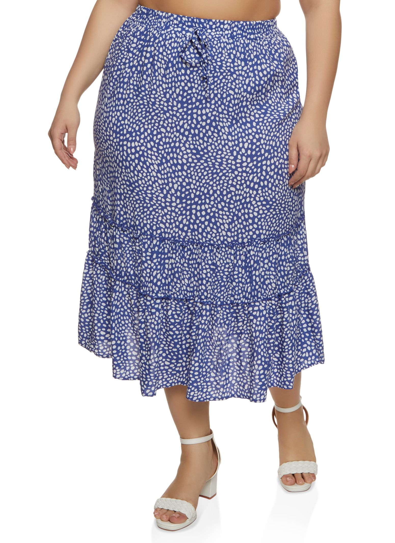 Plus Size Patterned High Waist Tiered Skirt sold by Rainbow