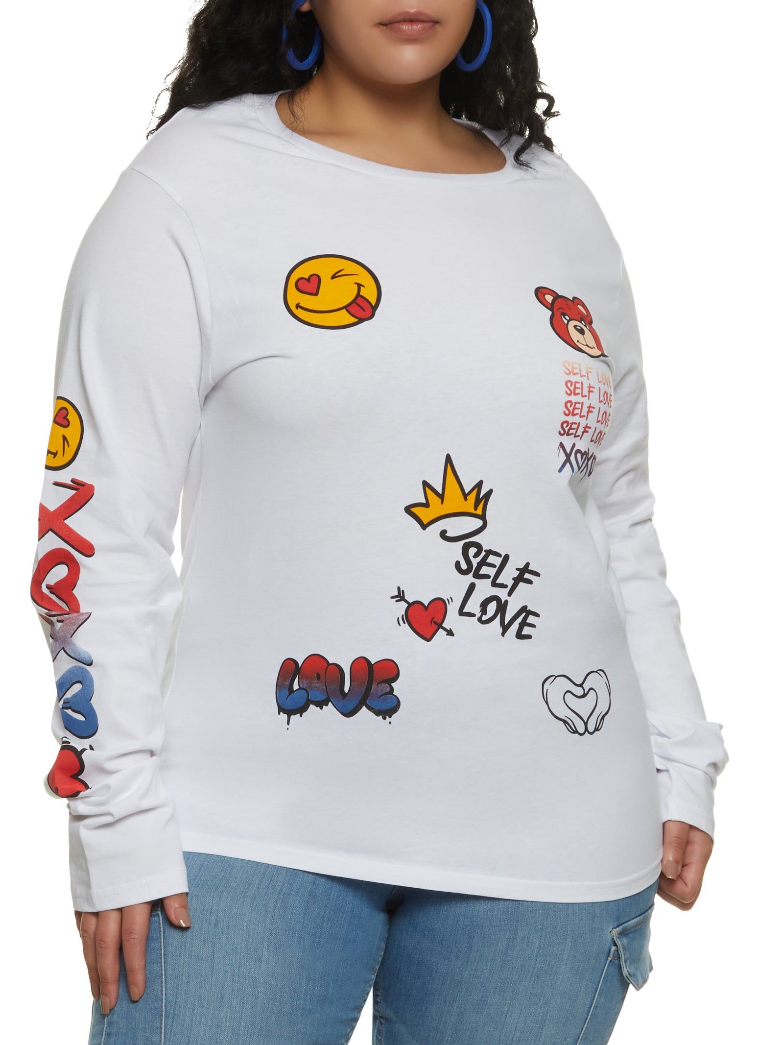 Plus Size Self Love Graphic Long Sleeve Tee sold by Rainbow