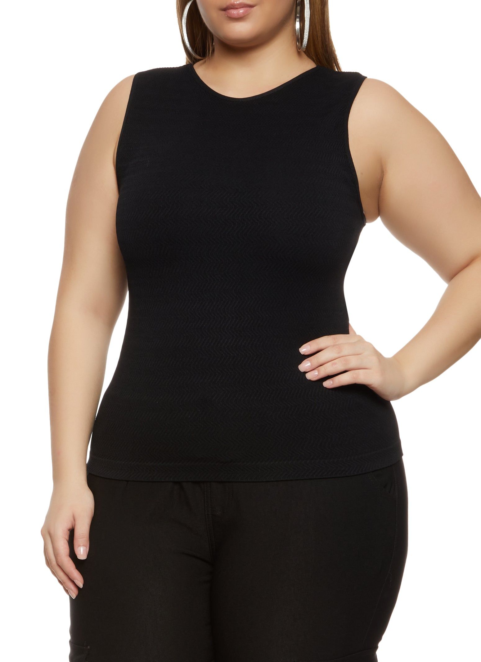 Plus Size Textured Knit Cropped Tank Top sold by Rainbow