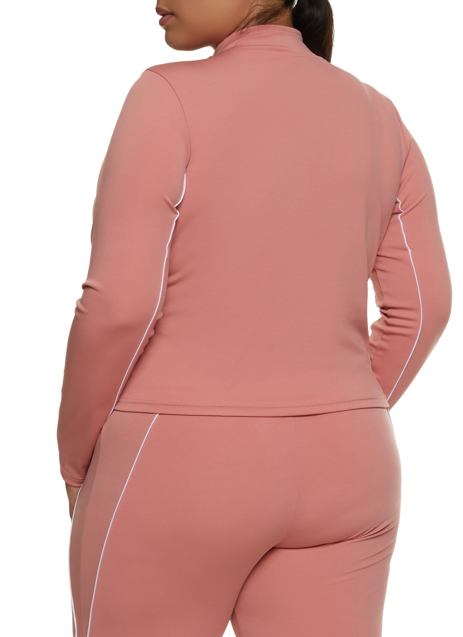 Plus Size Solid Ruched Zip Front Track Jacket sold by Rainbow product image thumbnail 3