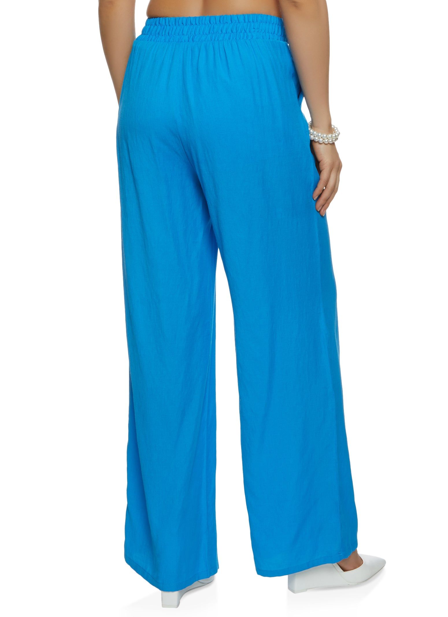 Solid Gauze Knit Faux Drawstring Wide Leg Pants sold by Rainbow product image thumbnail 2