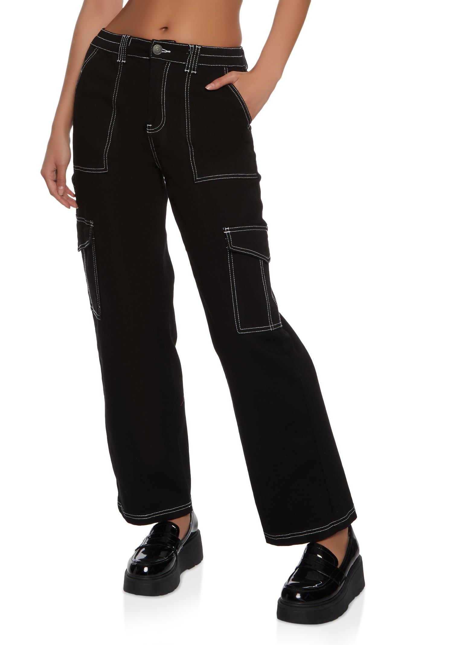 Contrast Stitch Cargo Pocket Pants sold by Rainbow product image thumbnail 2