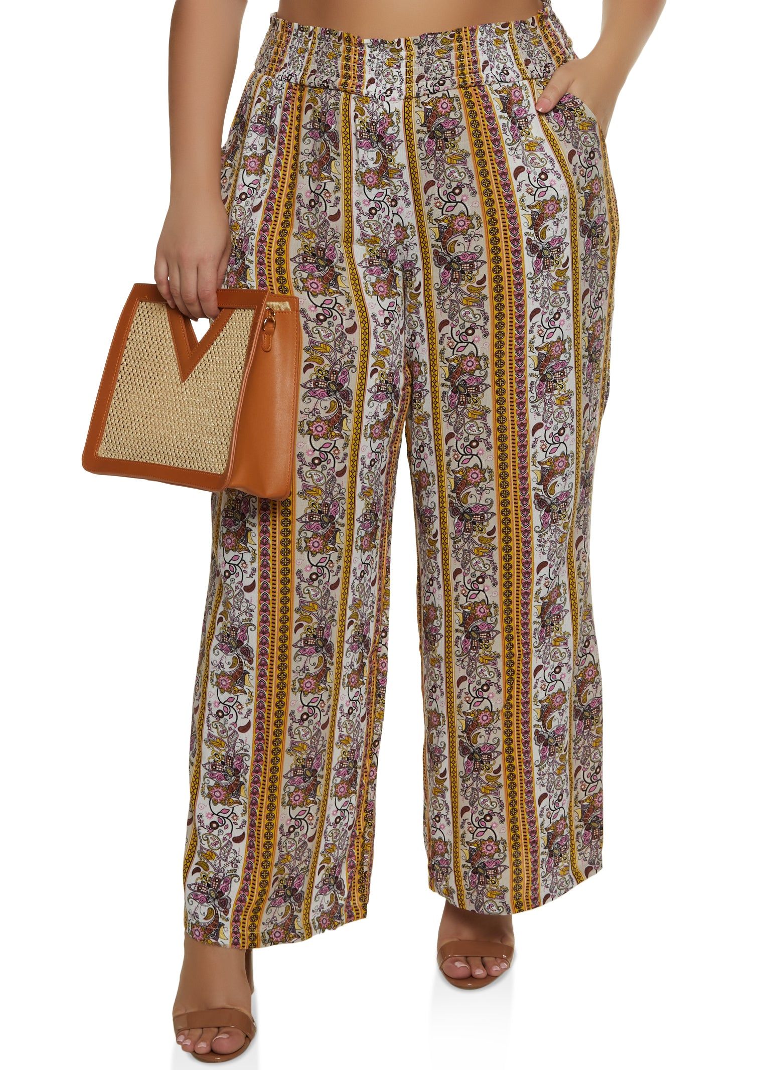 Plus Size Boho Print Palazzo Pants sold by Rainbow