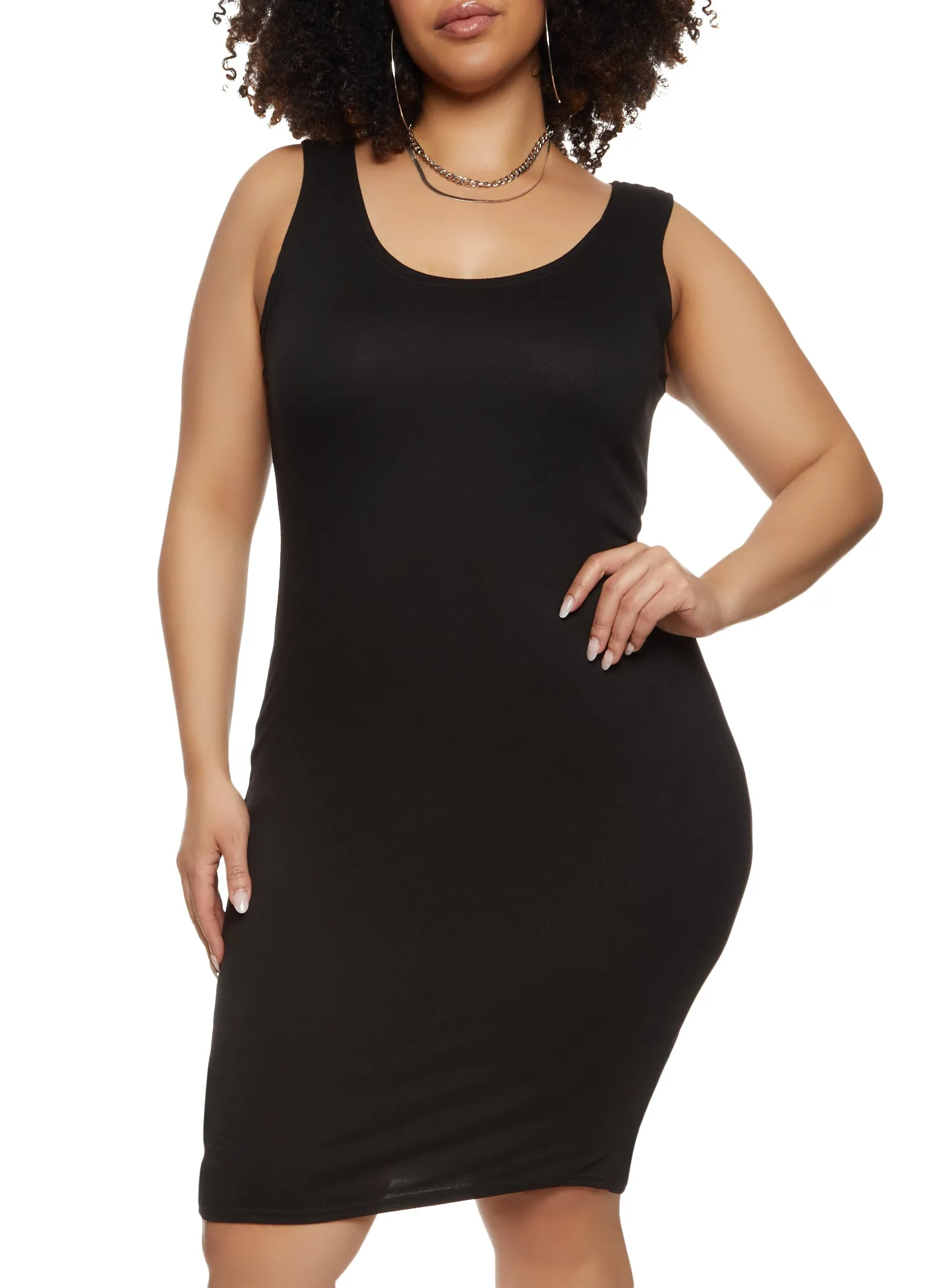 Plus Size Scoop Neck Tank Midi Dress sold by Rainbow