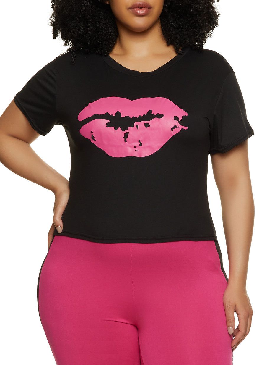 Plus Size Lip Graphic Tee sold by Rainbow