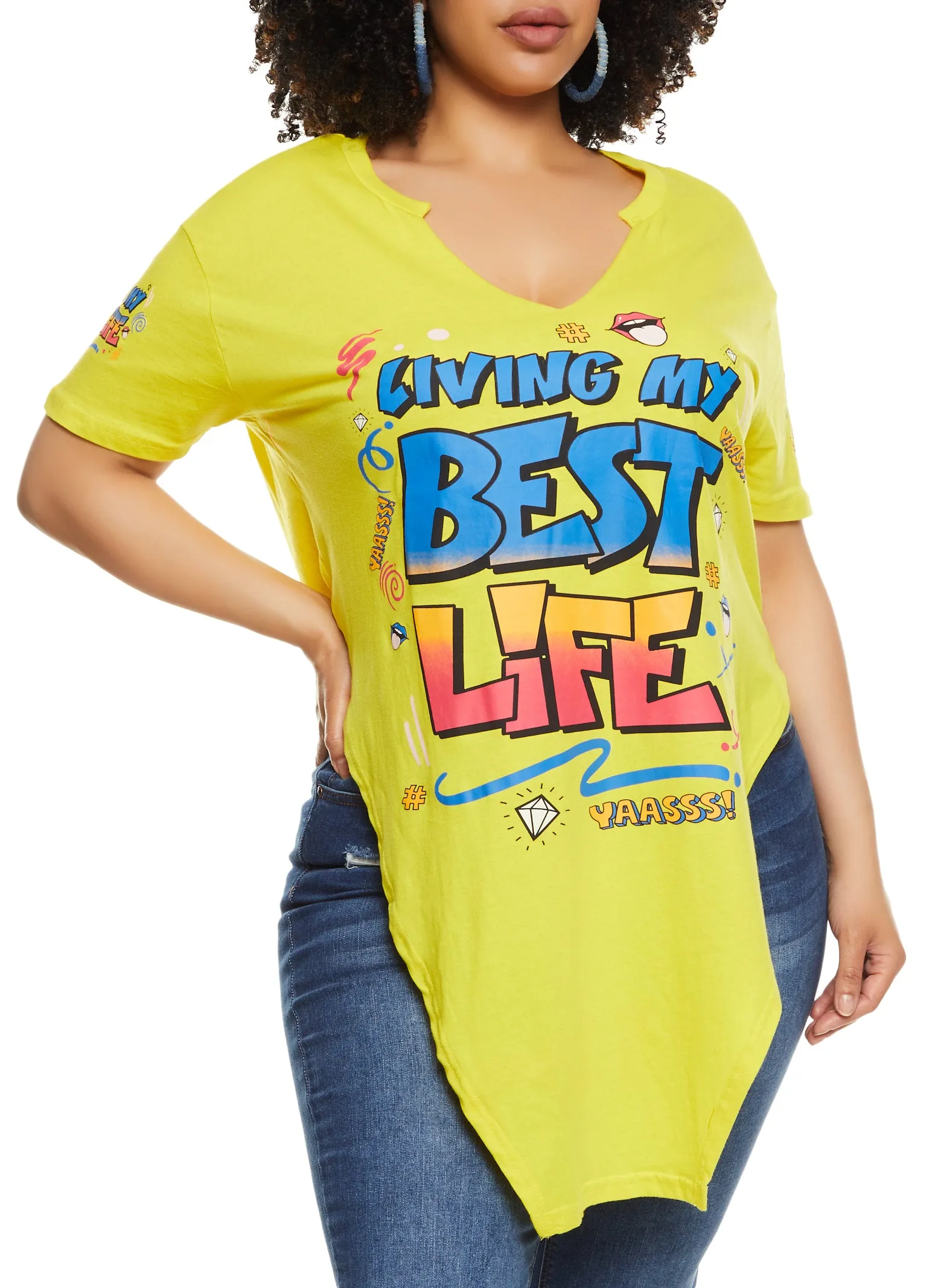Plus Size Living My Best Life Notch Neck Graphic Tee sold by Rainbow product image thumbnail 2