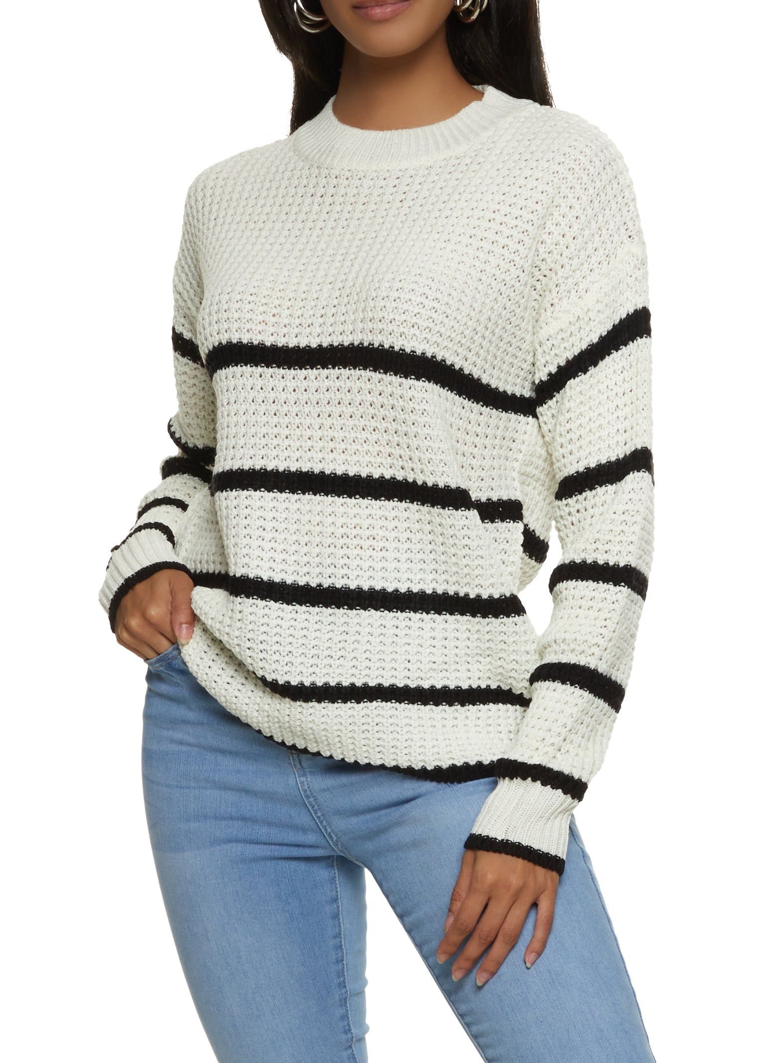 Crew Neck Striped Pullover Sweater sold by Rainbow