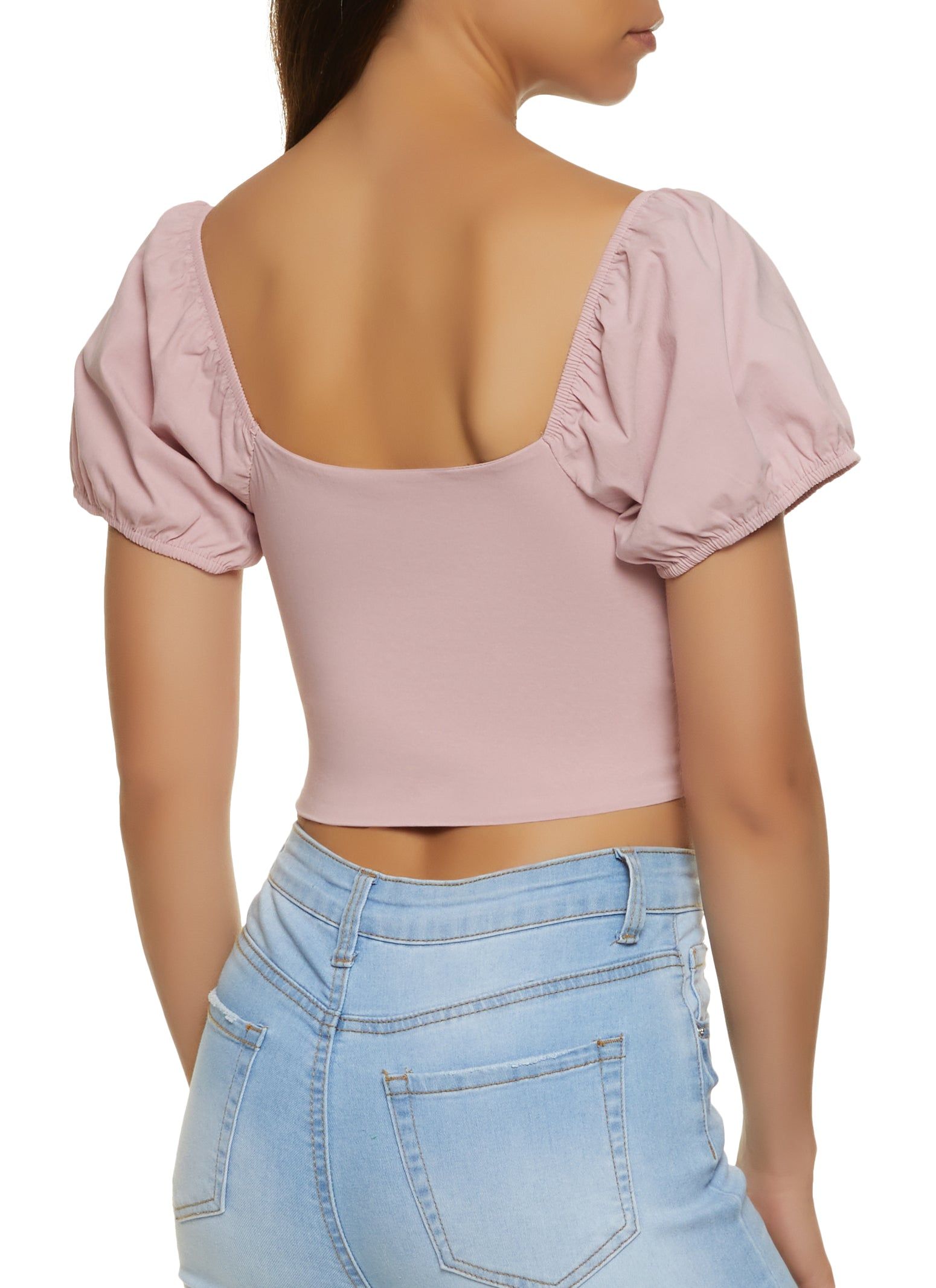 Lace Up Puff Sleeve Peasant Top sold by Rainbow product image thumbnail 2