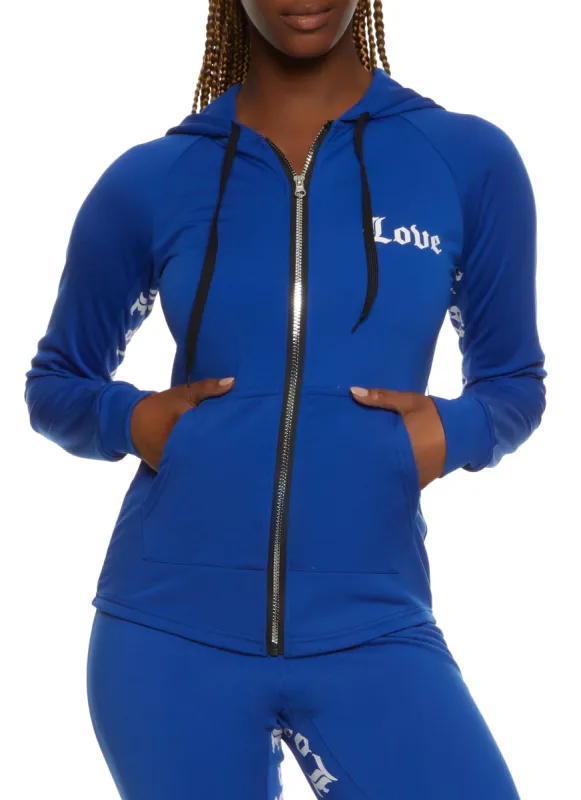 Love Graphic Zip Front Hoodie sold by Rainbow