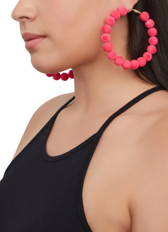 Velvet Beaded Hoop Earrings sold by Rainbow