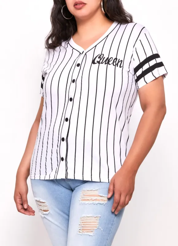Plus Size Queen 10 Pinstripe Baseball Top made by Rainbow