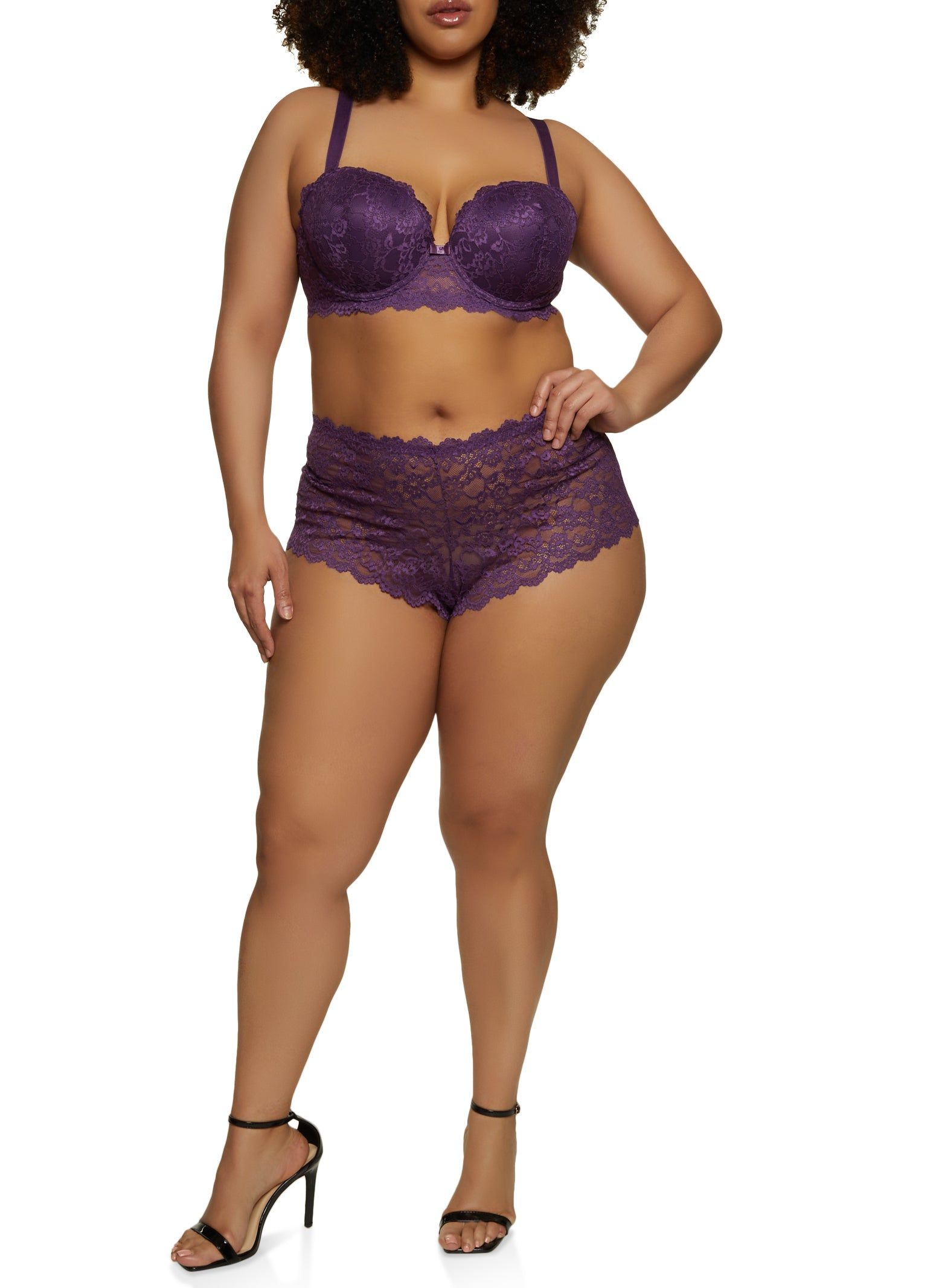 Plus Size Floral Scalloped Lace Balconette Bra | Converts to Strapless sold by Rainbow product image thumbnail 2