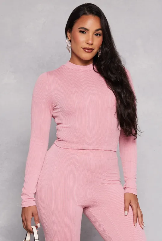 Ribbed Knit Long Sleeve Crop Top sold by Rainbow