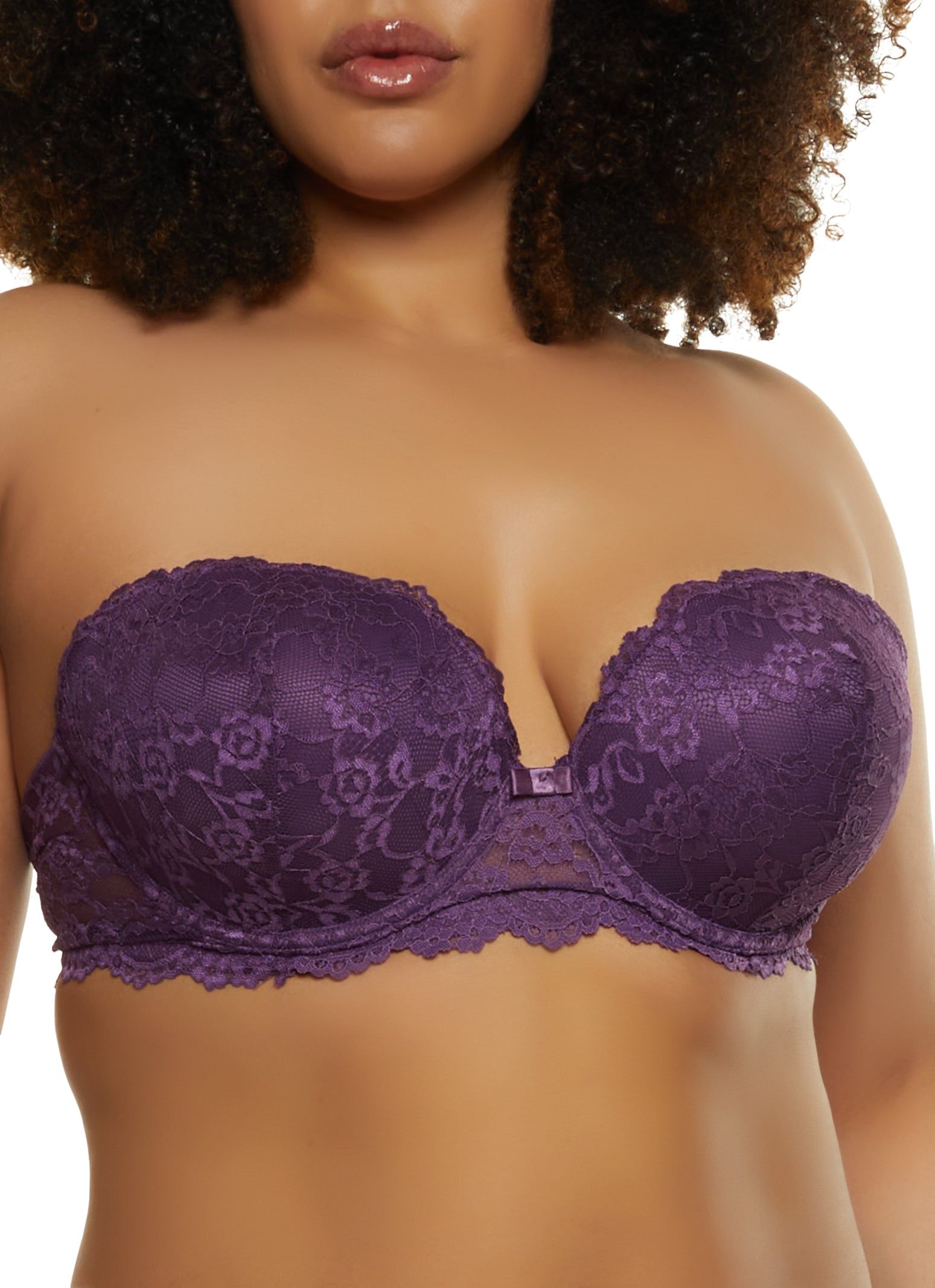Plus Size Floral Scalloped Lace Balconette Bra | Converts to Strapless sold by Rainbow product image thumbnail 3