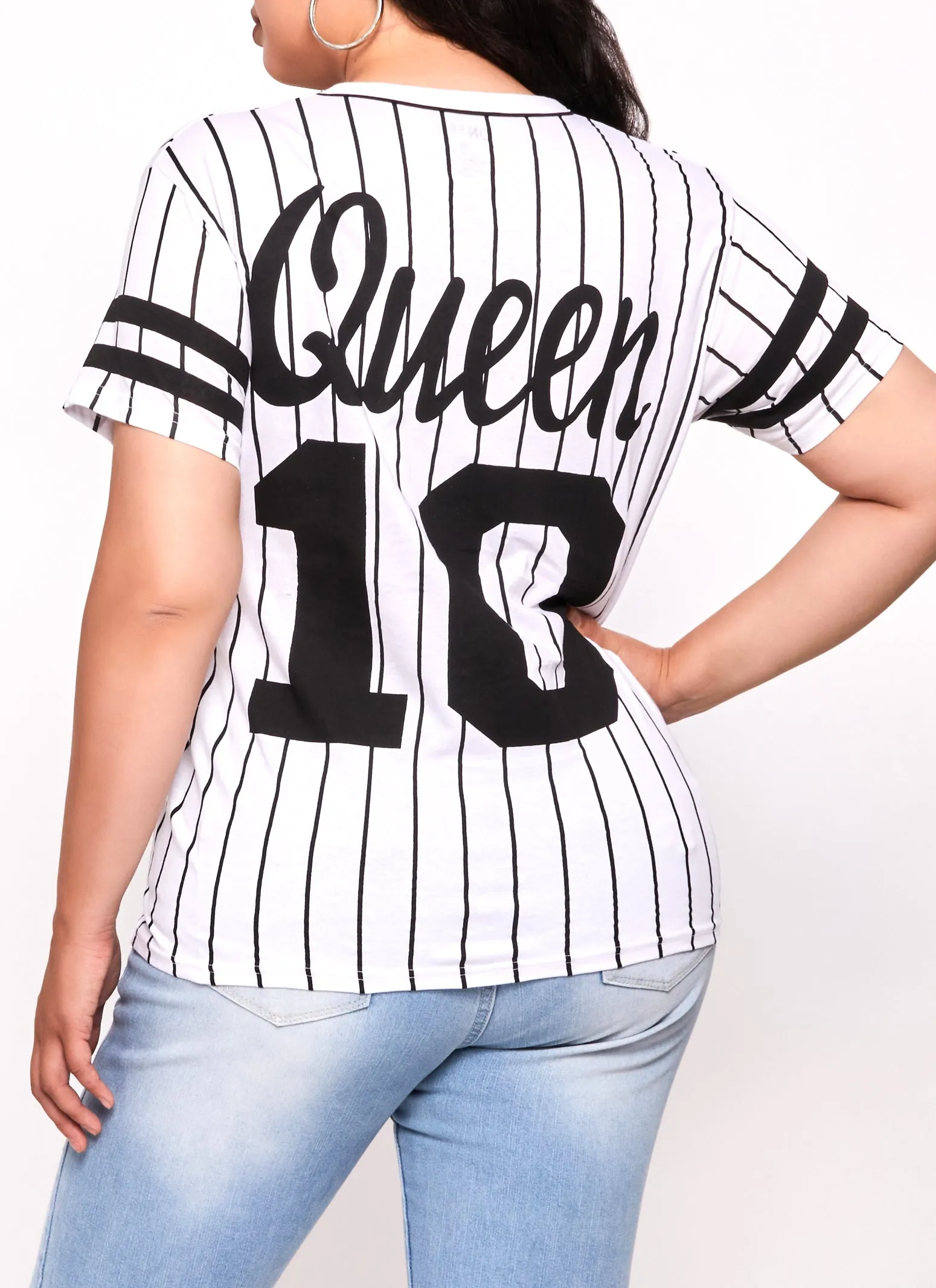 Plus Size Queen 10 Pinstripe Baseball Top sold by Rainbow product image thumbnail 3
