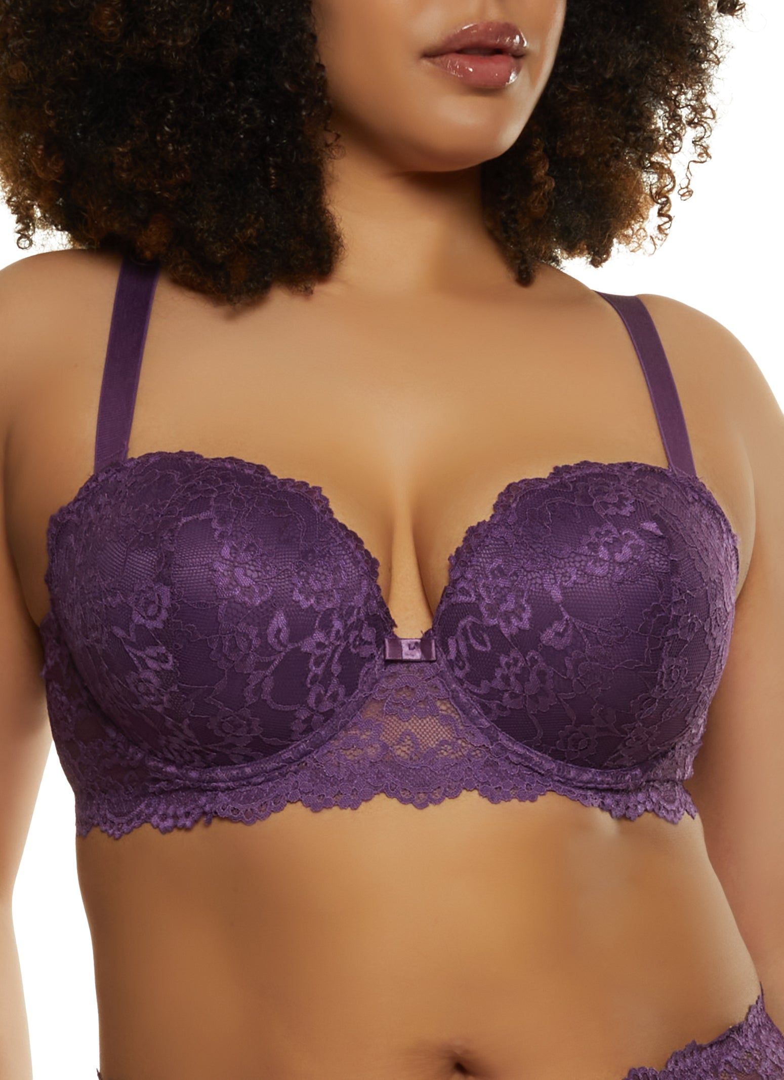 Plus Size Floral Scalloped Lace Balconette Bra | Converts to Strapless sold by Rainbow
