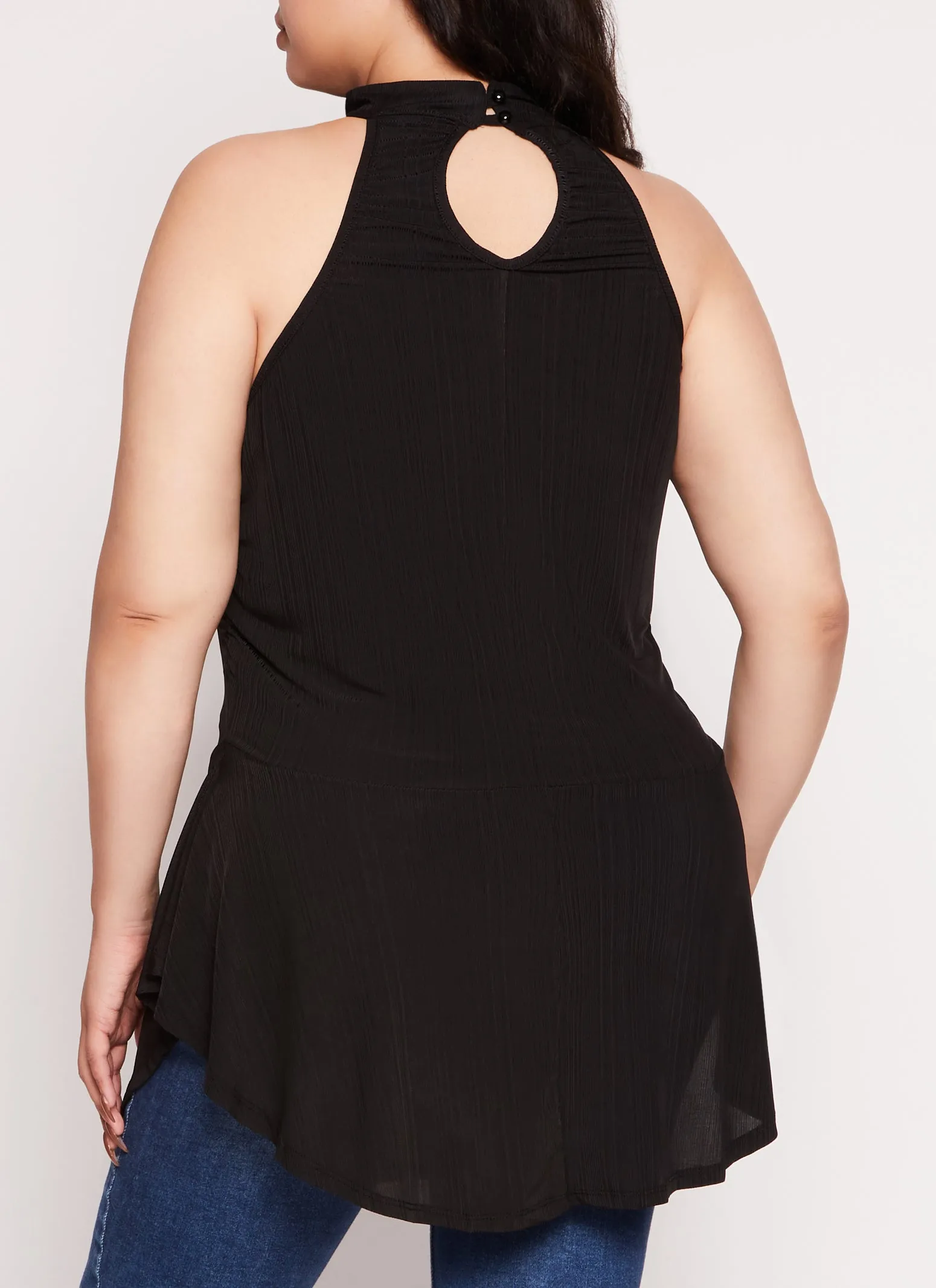 Plus Size Textured Knit High Neck Blouse with Necklace sold by Rainbow product image thumbnail 3