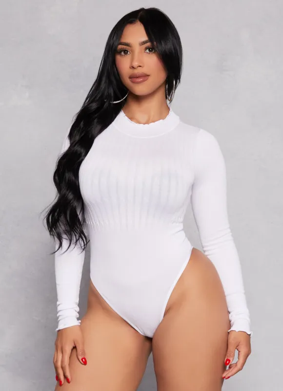 Seamless Mock Neck Long Sleeve Bodysuit sold by Rainbow