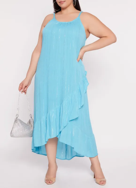 Plus Size Gauze Knit Lurex Tulip Hem Maxi Dress sold by Rainbow