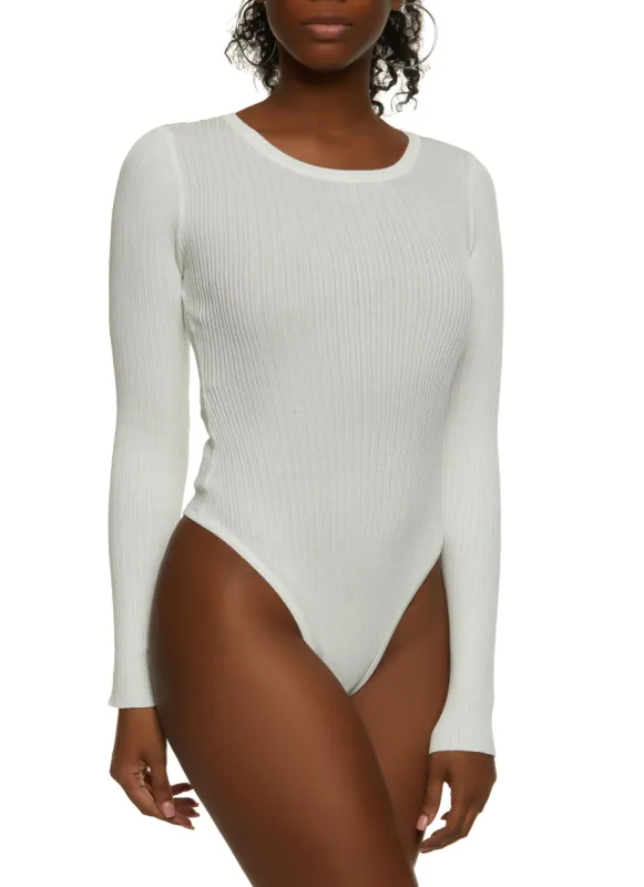 Ribbed Crew Neck Long Sleeve Bodysuit sold by Rainbow