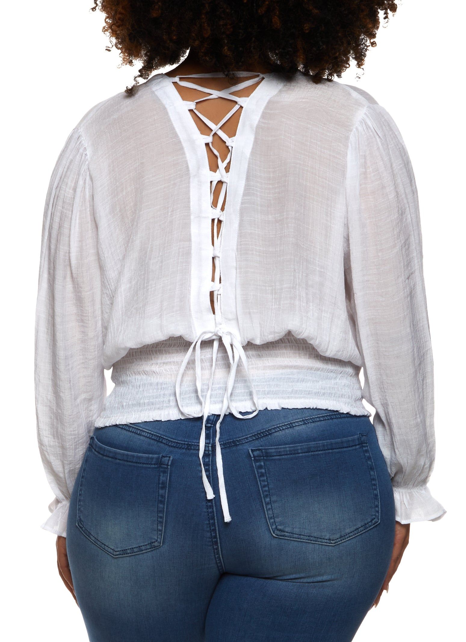 Plus Size Lace Up Back Faux Wrap Top sold by Rainbow product image thumbnail 2