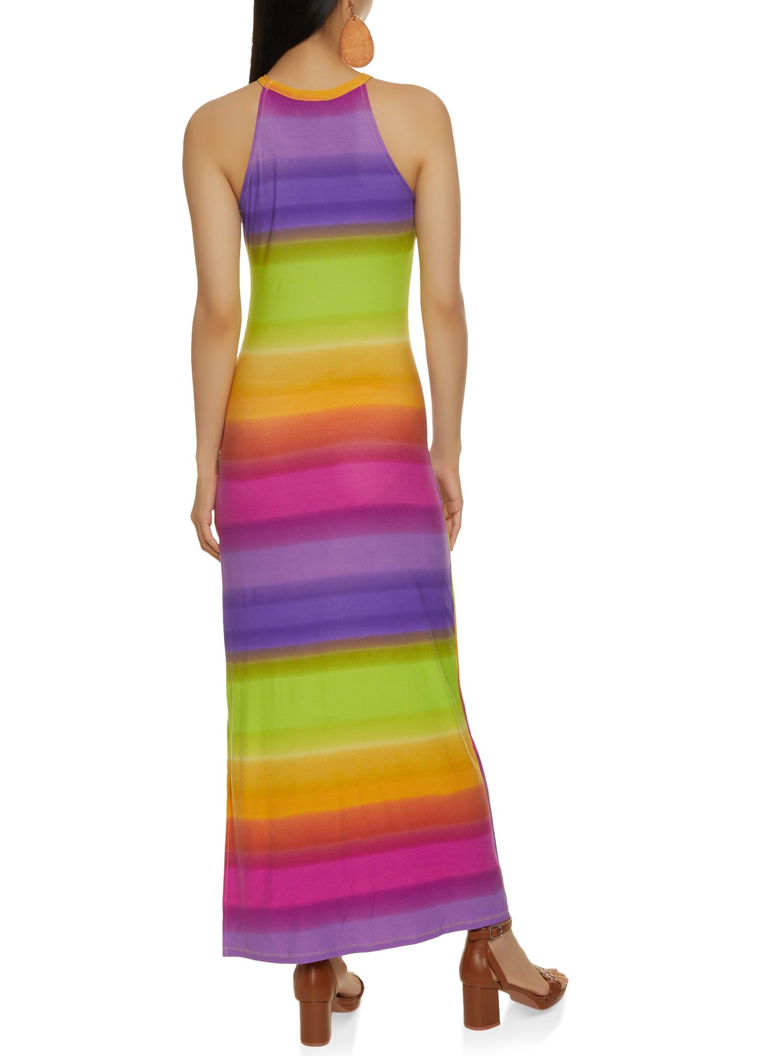 Rainbow Striped High Neck Maxi Dress sold by Rainbow product image thumbnail 3