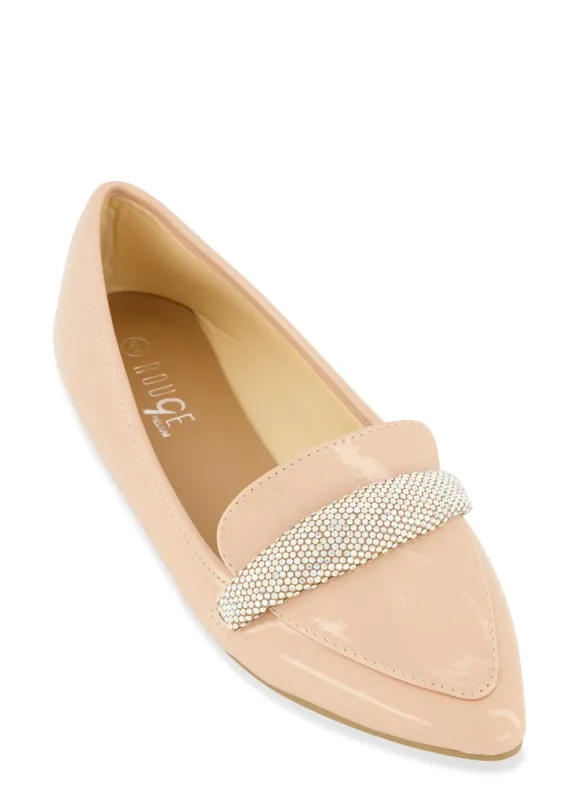 Rhinestone Detail Pointed Toe Flats sold by Rainbow