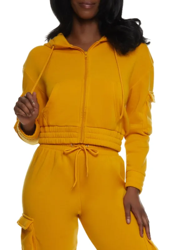 Fleece Zip Front Cargo Pocket Hoodie sold by Rainbow