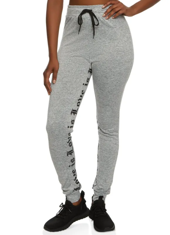 Love Is Graphic Joggers sold by Rainbow