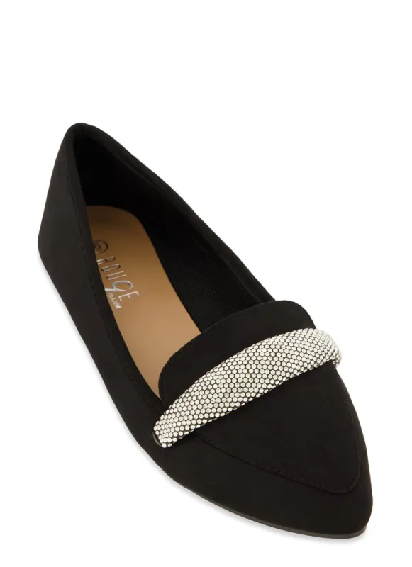 Rhinestone Detail Pointed Toe Flats sold by Rainbow